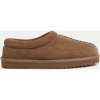 M&S Suede Faux Fur Lined Mule Clog Slippers Chestnut