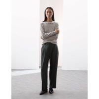 Wool Blend Pinstripe Tapered Trousers