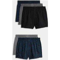 5pk Pure Cotton Floral Woven Boxers