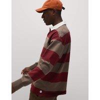 M&S Pure Cotton Striped Rugby Shirt Claret