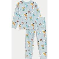 M&S Pure Cotton Mickey Mouse Pyjamas (1-8 Yrs) Soft Peacock