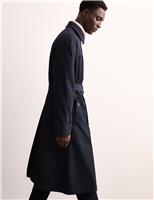 JAEGER Cotton Rich Padded Trench Coat with Wool Dark Navy