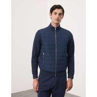 Autograph Cotton Rich Zip Up Quilted Jacket Dark Navy
