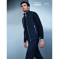 Autograph Cotton Rich Zip Up Quilted Gilet with Stormwear Dark Navy