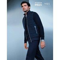 Autograph Cotton Rich Zip Up Quilted Gilet with Stormwear Dark Navy