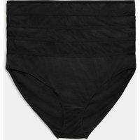 M&S 5pk Pure Cotton Bikini Knickers Black