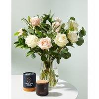 Thinking of You Rose Bouquet with Salted Caramels & Candle