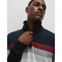 M&S Pure Cotton Half Zip Sweatshirt Navy Mix