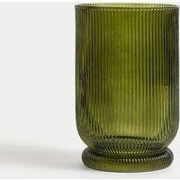 Ridged Glass Hurricane Candle Holder