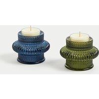 2pk Ridged Glass Tealight Holders