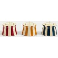 Set of 3 Striped Ceramic Tealight Holders