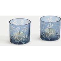 2pk Cherry Blossom Glass Tealight Holders