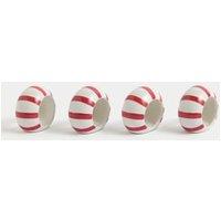 Set of 4 Ceramic Striped Napkin Rings