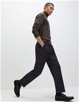 Relaxed Tapered Fit Single Pleat Jeans