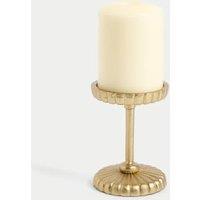 Ridged Metal Pillar Candle Holder