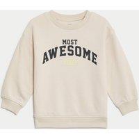 Cotton Rich Awesome Slogan Sweatshirt (2-8 Yrs)