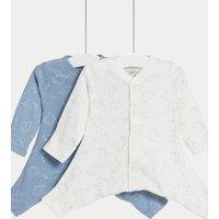 M&S 2 Pack Hip Dysplasia Sleepsuits (7lbs-1 Yrs) Blue Mix
