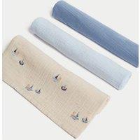 3pk Pure Cotton Nautical Muslin Squares