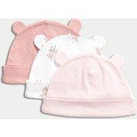 3pk Pure Cotton Floral Hats (0-1 Yrs)