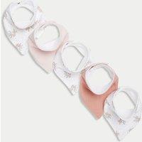 5pk Pure Cotton Floral & Plain Dribble Bibs