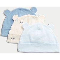 3pk Pure Cotton Floral Hats (0-1 Yrs)