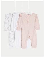 3pk Pure Cotton Ditsy Floral Sleepsuits (6lbs-3 Yrs)