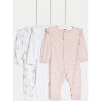 3pk Pure Cotton Ditsy Floral Sleepsuits (6lbs-3 Yrs)
