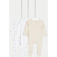 3pk Pure Cotton Bunny Sleepsuits (6lbs-3 Yrs)