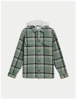 M&S Cotton Rich Overshirt Navy Mix