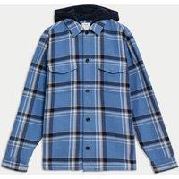 M&S Cotton Rich Overshirt Navy Mix