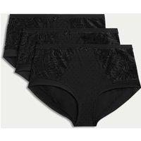 M&S 3pk Amelia Lace High Rise Shorts Black