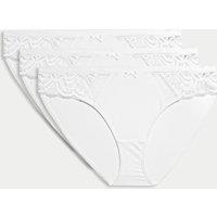 M&S 3pk Amelia Lace Bikini Knickers White