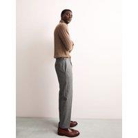 Tailored Fit Italian Wool Rich Suit Trousers with Silk