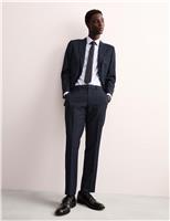 JAEGER Tailored Fit Wool Rich Check Suit Trousers Navy