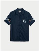 Cotton Linen Blend Cuban Collar Shirt