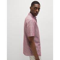 M&S Linen Cotton Short Sleeve Shirt Wine
