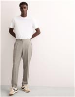JAEGER Tailored Fit Pure Wool Check Trousers Brown