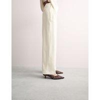 Wool Rich Pleat Front Wide Leg Trousers