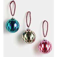 3pk Glass Checkerboard Baubles