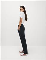 Woven Straight Leg Trousers with Stretch
