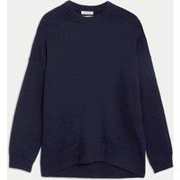 JAEGER Pure Cashmere Crew Neck Relaxed Jumper Navy