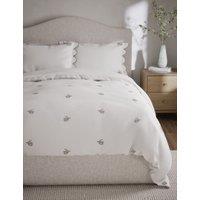M&S Pure Cotton Floral Embroidered Bedding Set White Mix
