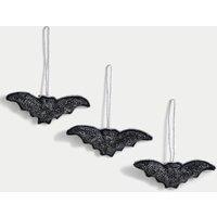 3pk Black Beaded Hanging Bat Decorations