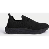 M&S Knitted Slip On Trainers Black/Black