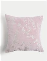 Velvet Cherry Blossom Embroidered Cushion