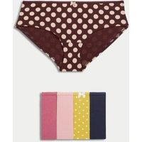 5pk Cotton Lycra Daisy Print Low Rise Shorts