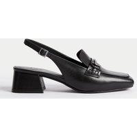 Patent Leather Block Heel Slingback Shoes