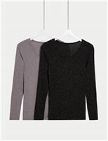 2pk Heatgen Light Sparkle Long Sleeve Tops