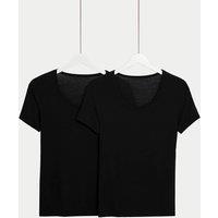 M&S 2 Pack Heatgen Thermal Short Sleeve Tops Black