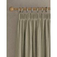 M&S Brushed Pencil Pleat Blackout Ultra Thermal Curtains Neutral